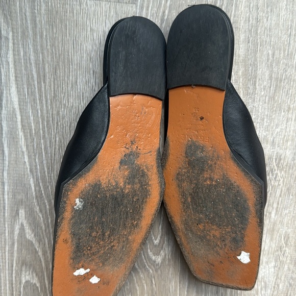 FRAME Le Town Leather Mules Slides Square Toe Noir 8 - Picture 7 of 9